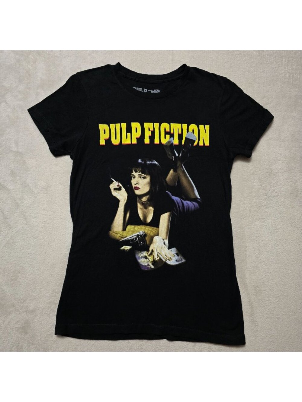 Goodie Two Sleeves Pulp Fiction Womens Black Pulp Fiction Short Sleeve Shirt S